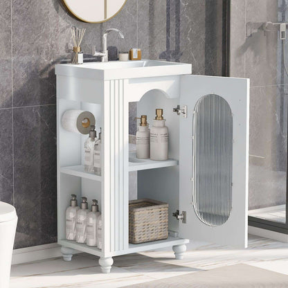 Adjustable solid wood white bathroom vanity
