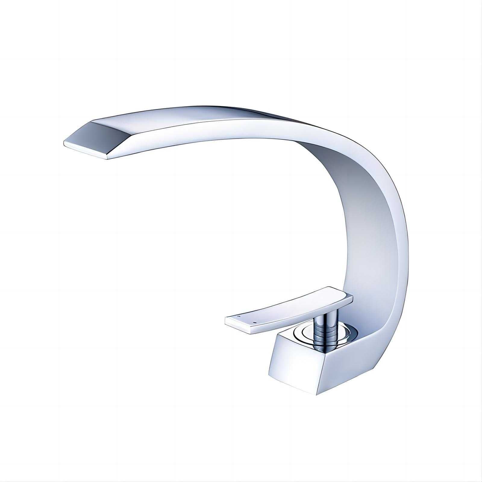 Geometric chrome single hole faucet