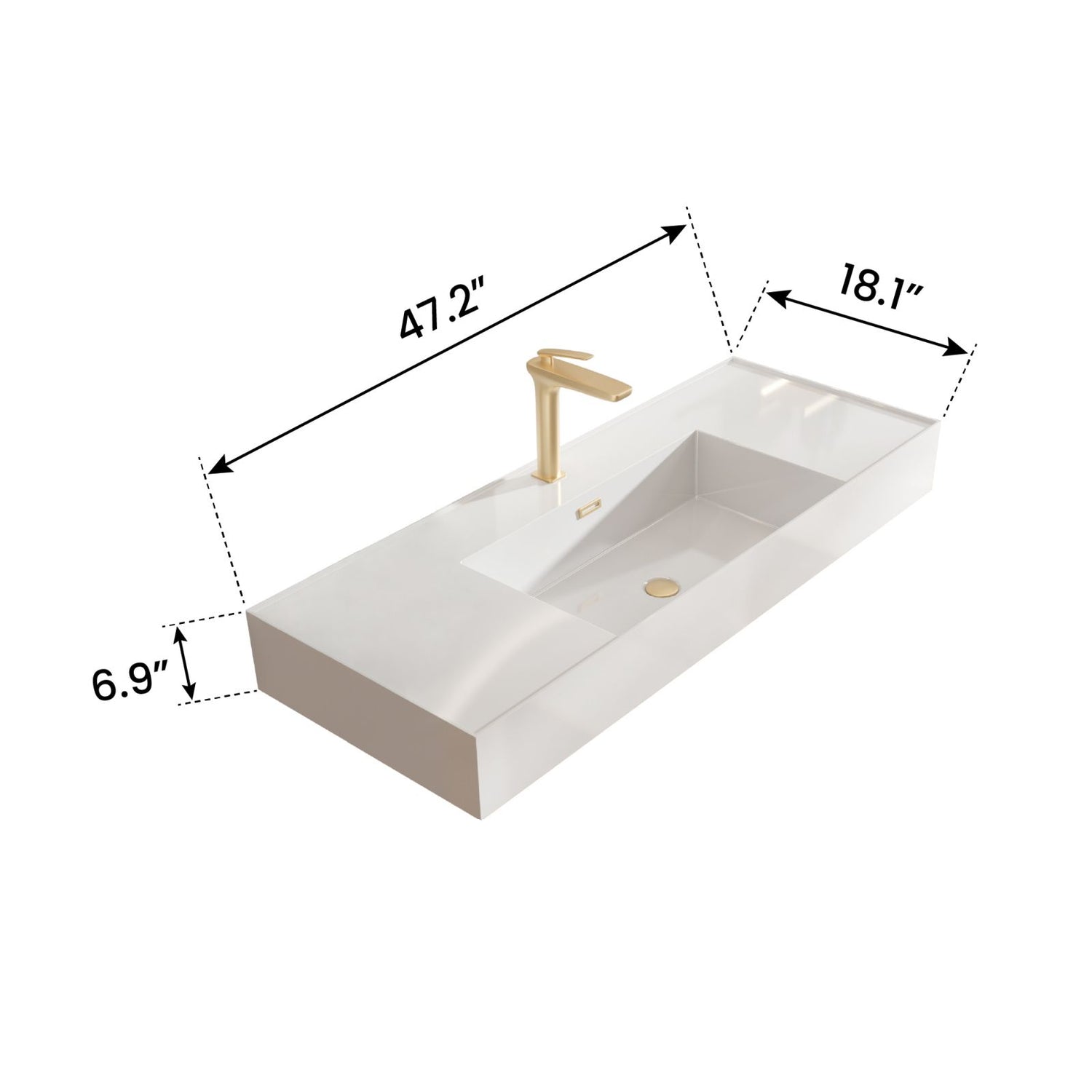 White Solid Surface Vanity Sink