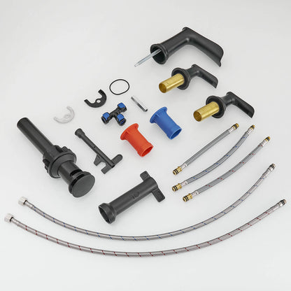 Black 8 Inch Waterfall Bathroom Faucet With Pop Up Drain and accessories