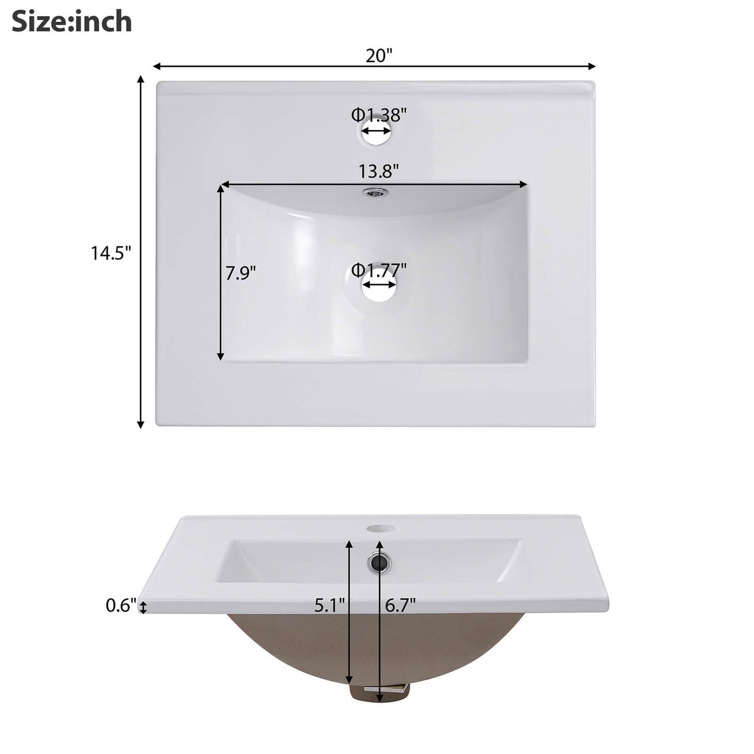 20 Inch Grey Green Single Door Bathroom Vanity Ceramic Sink Overall Specifications