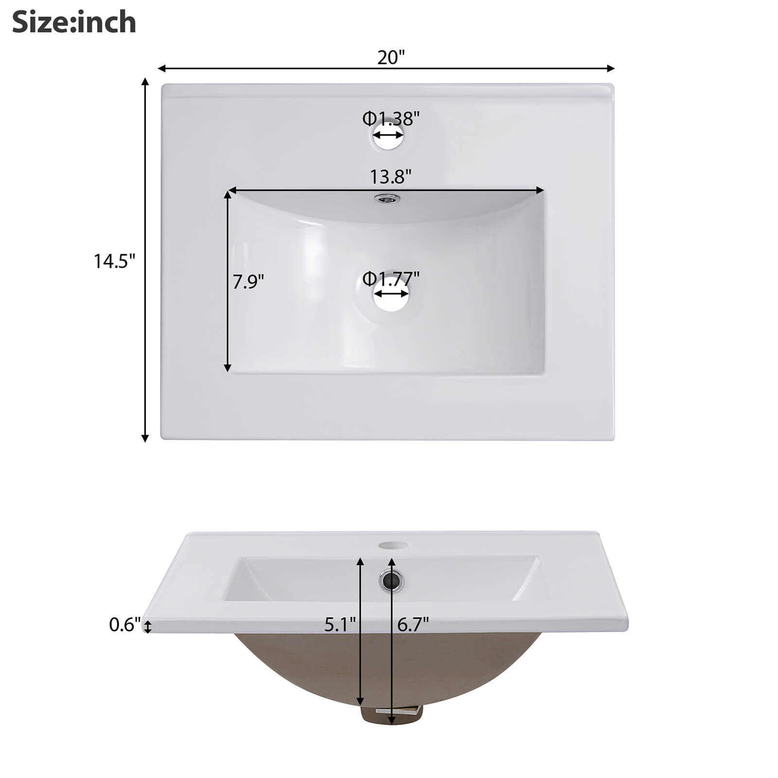 20 Inch Grey Green Single Door Bathroom Vanity Ceramic Sink Overall Specifications