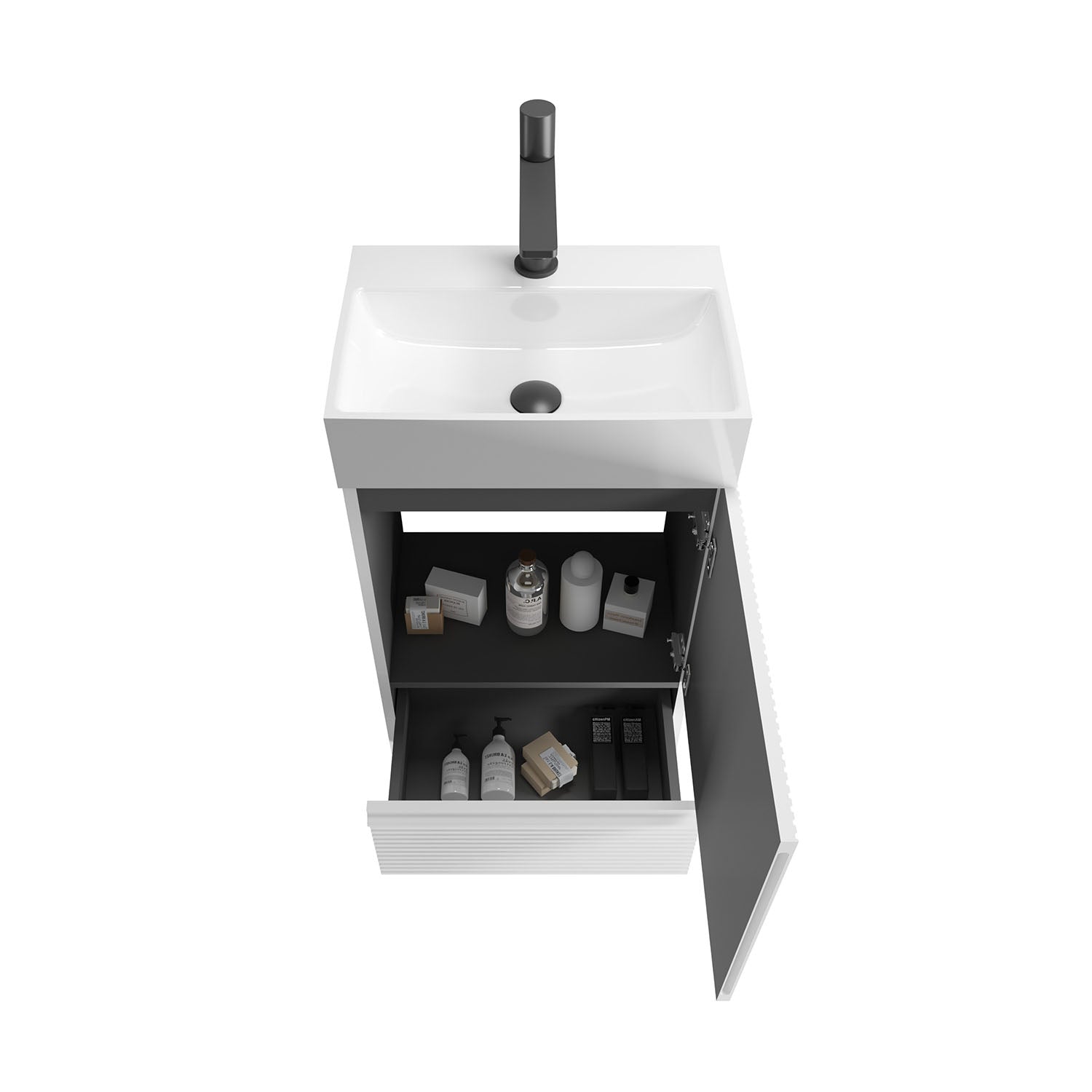 20 inch bathroom vanity with one door and one drawer