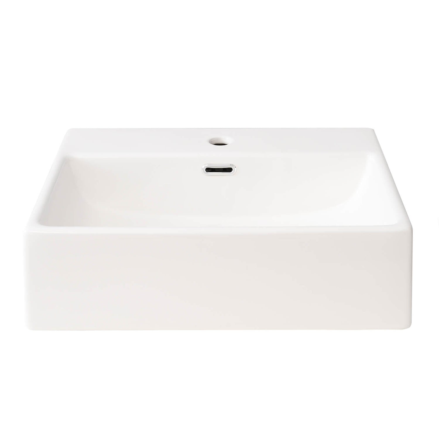 20 inch sink front view of blue vanity with frosted glass door