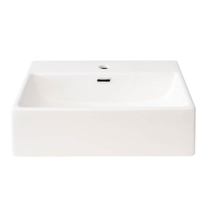 20 inch sink front view of blue vanity with frosted glass door