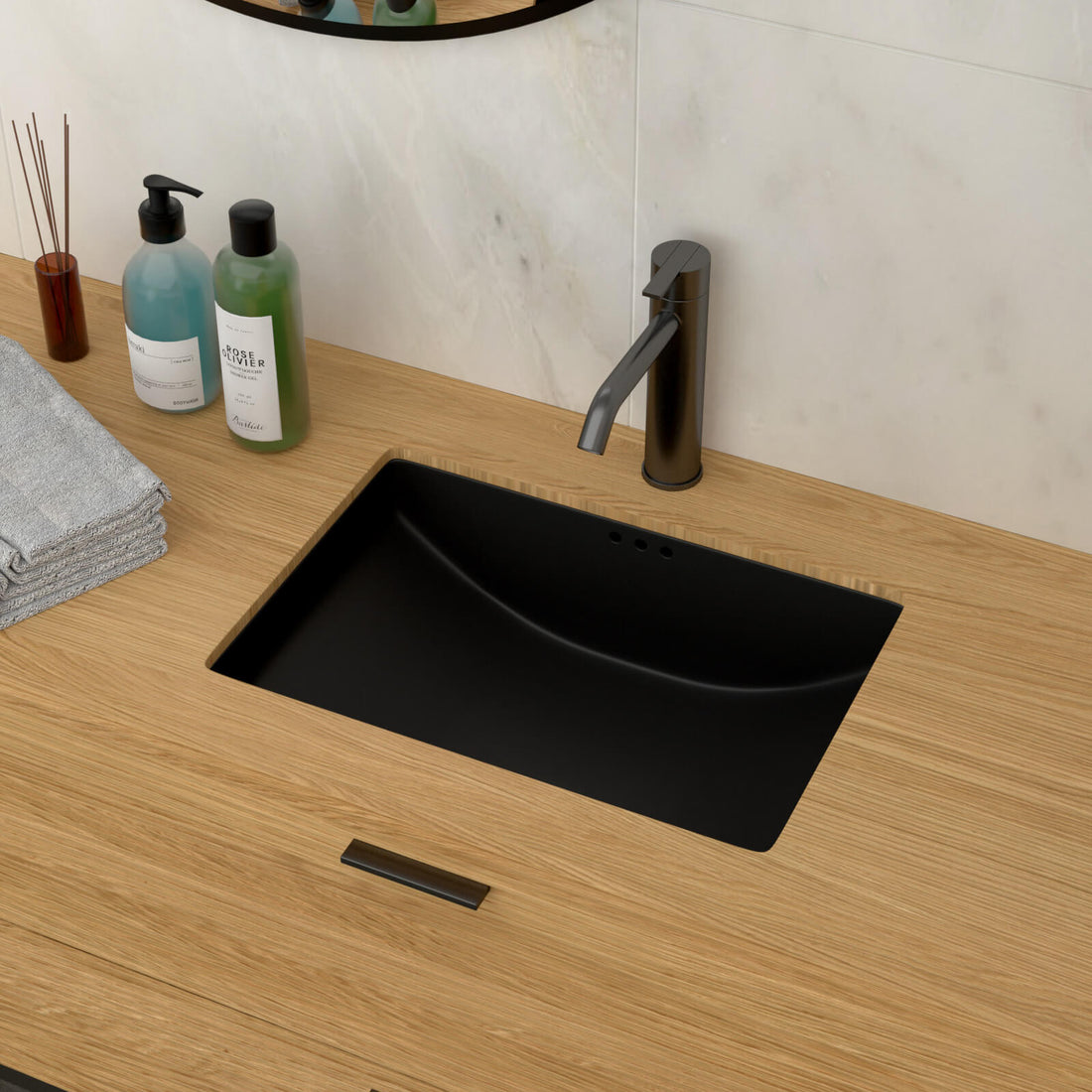 21 in x 14 in Curved Basin Undermount Ceramic Vanity Sink