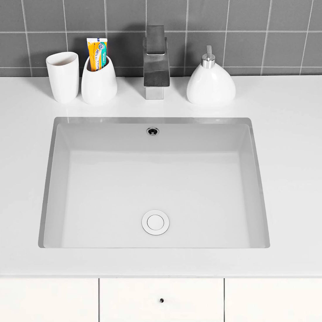 21 in x 15 in Undermount Ceramic Bathroom Sink with Overflow