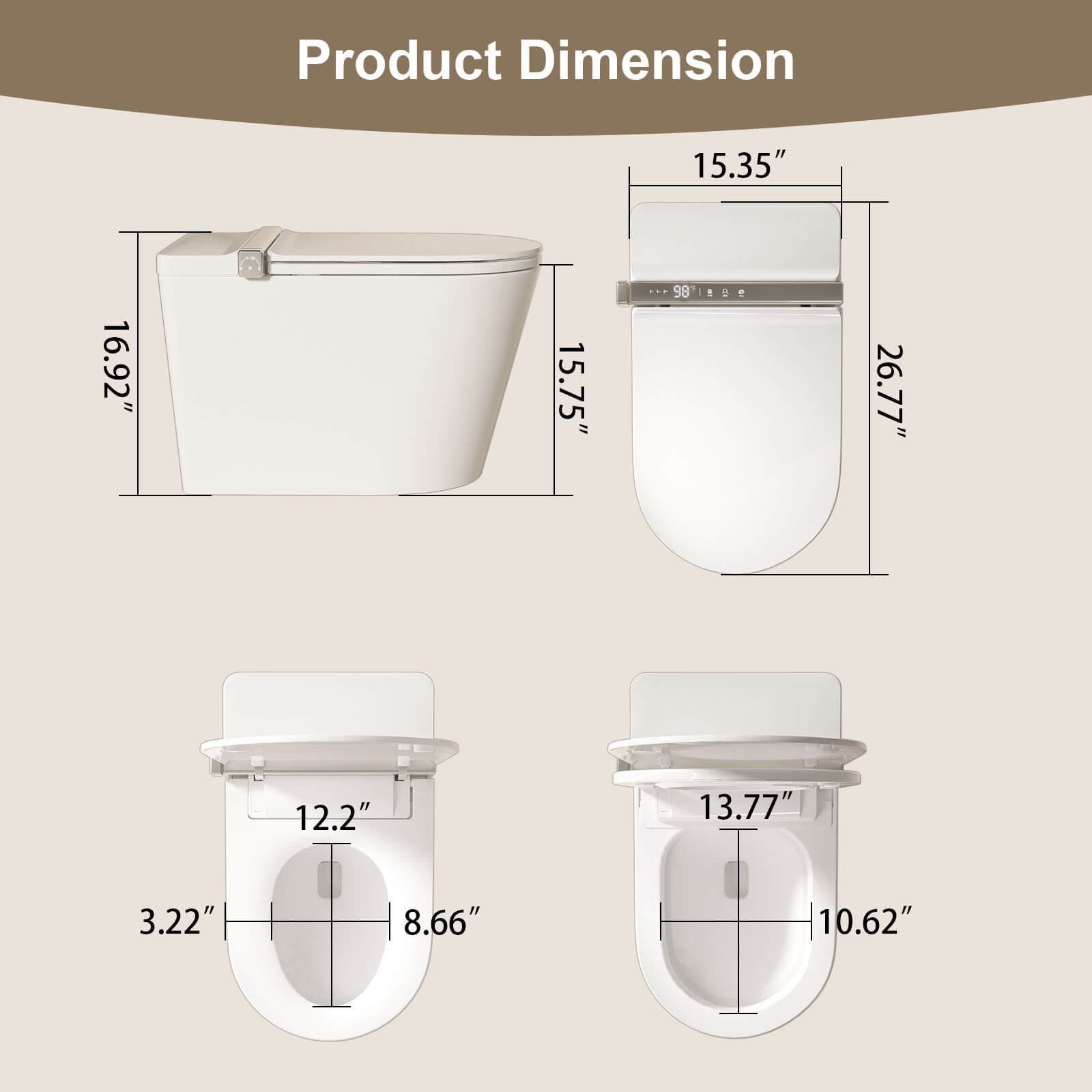 GIVINGTREE Smart Toilet with Bidet Built in, Colorful Ambient Light, Heated Seat, Automatic Flush