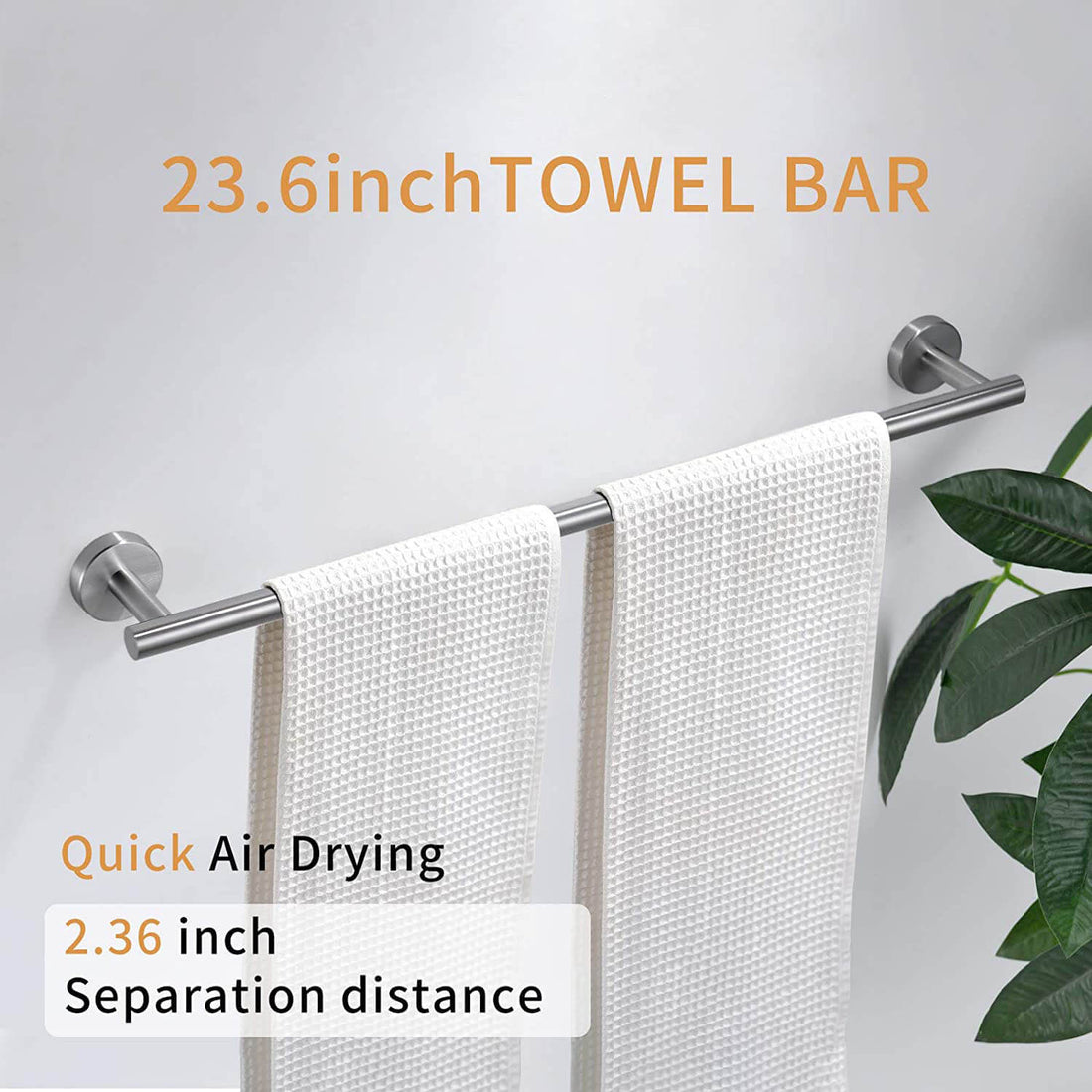 23.6 inch Stainless Steel Wall-Mounted Brushed Nickel Bathroom towel bar