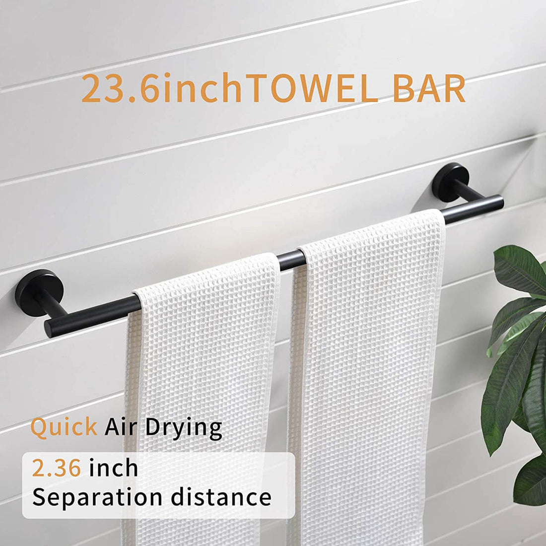 23.6 inch Wall-Mounted Matte Black Bathroom Hardware towel bar