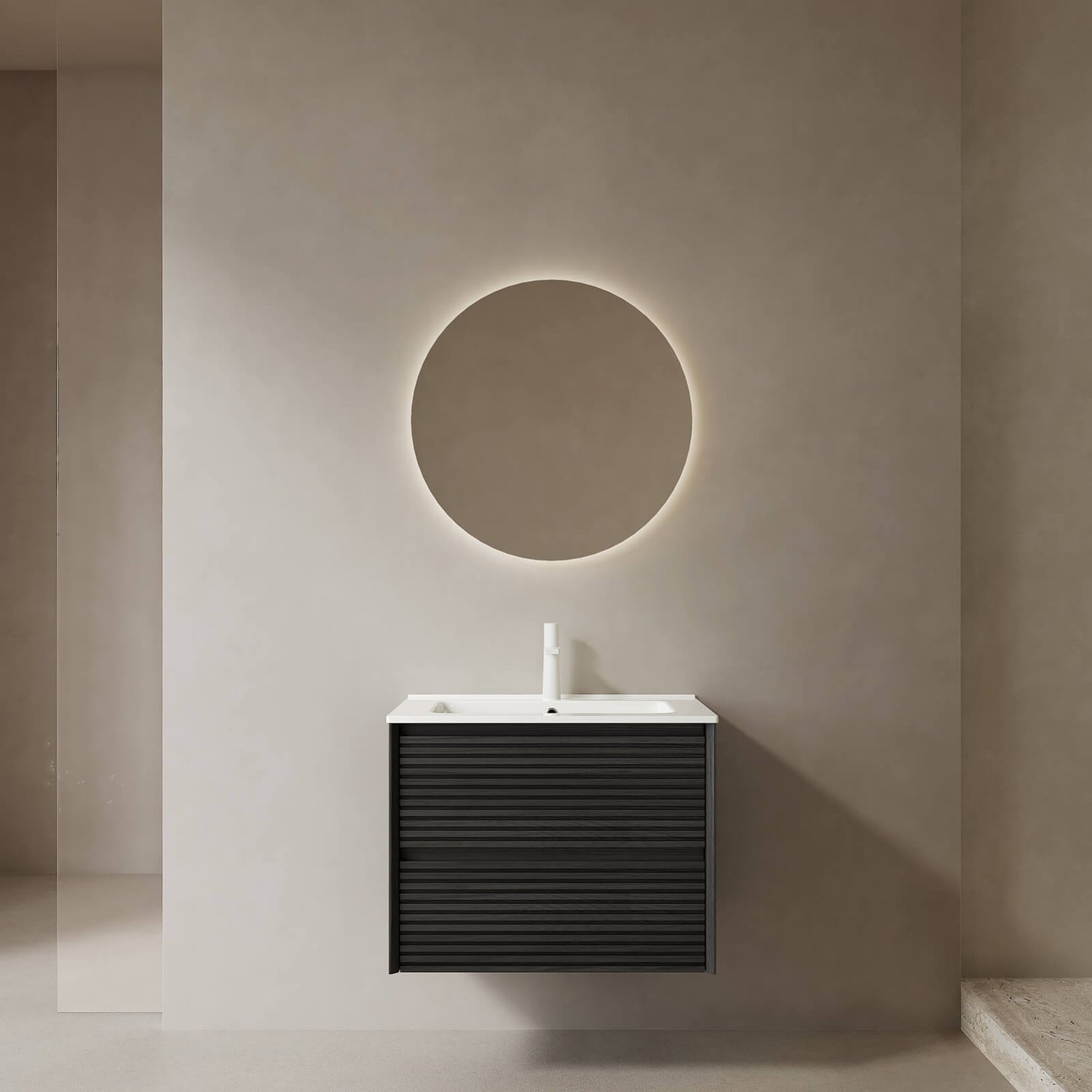24 in Compact Wall Mounted Vanity in Black