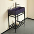 24 in Purple Console Bathroom Sink with Black Metal Legs
