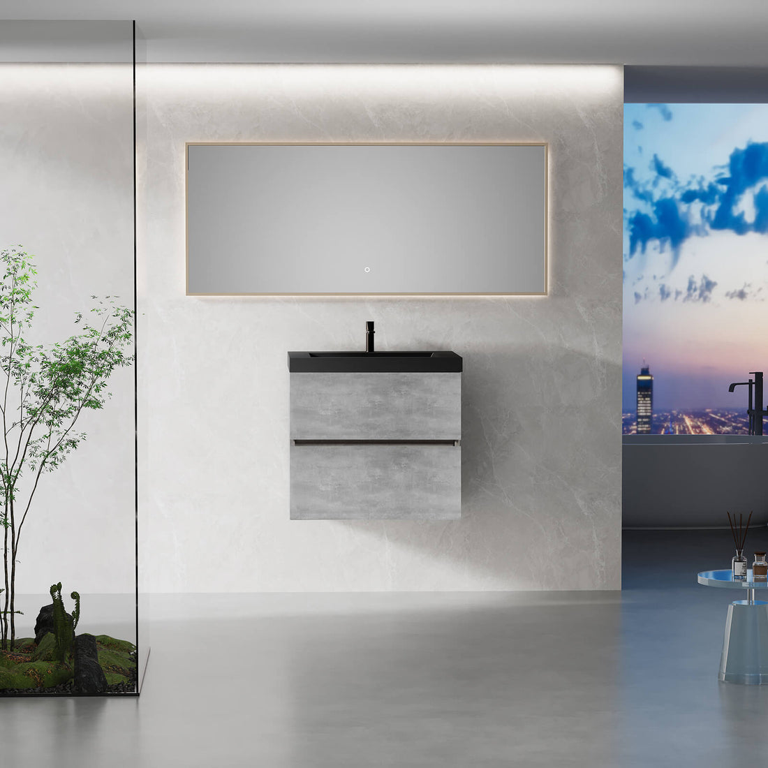24 inch Cement Gray Floating Bathroom Vanity
