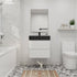 24 inch White Floating Vanity with Black Sink