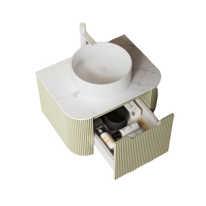 24 inch green floating vanity with vessel sink