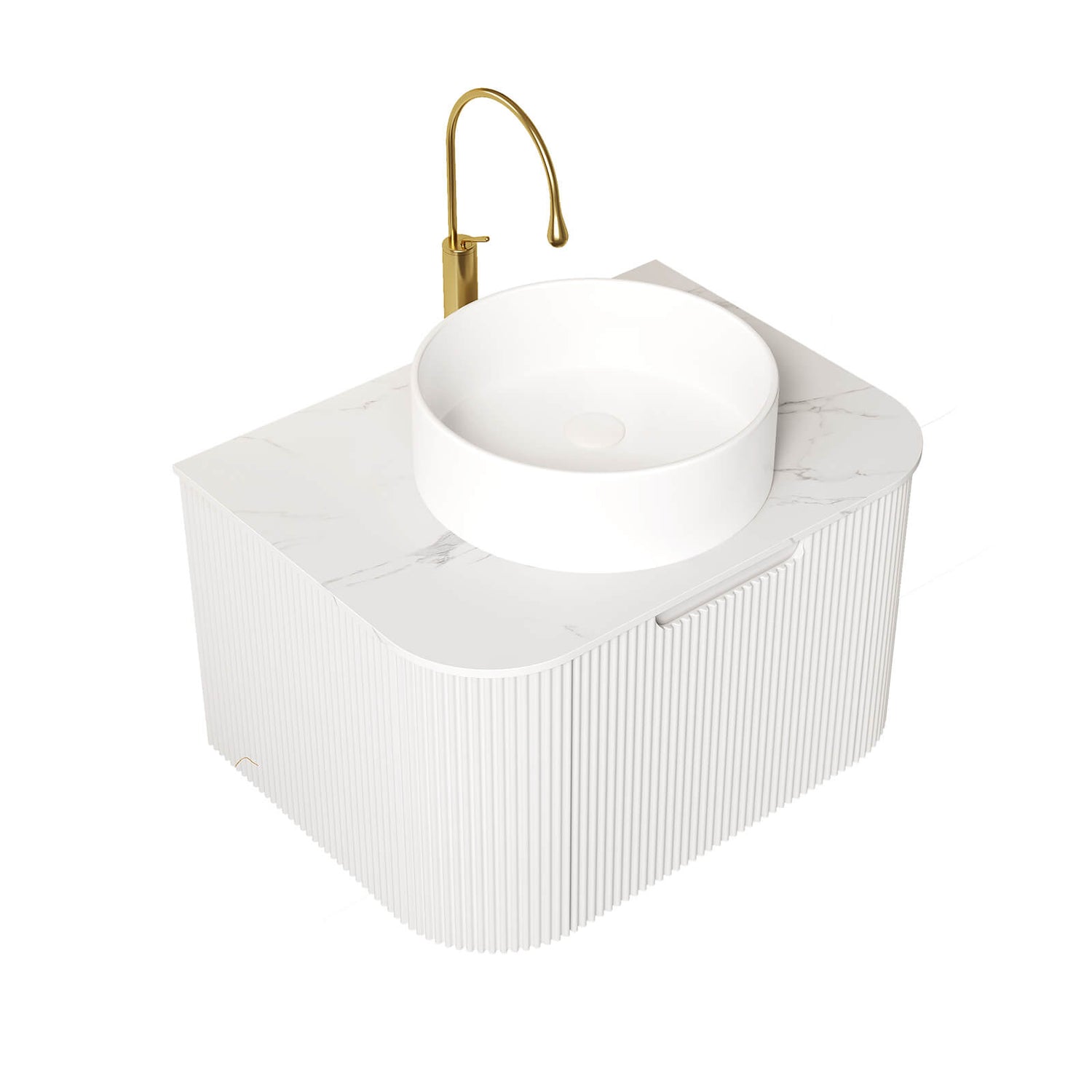 24 inch white floating vanity with vessel sink