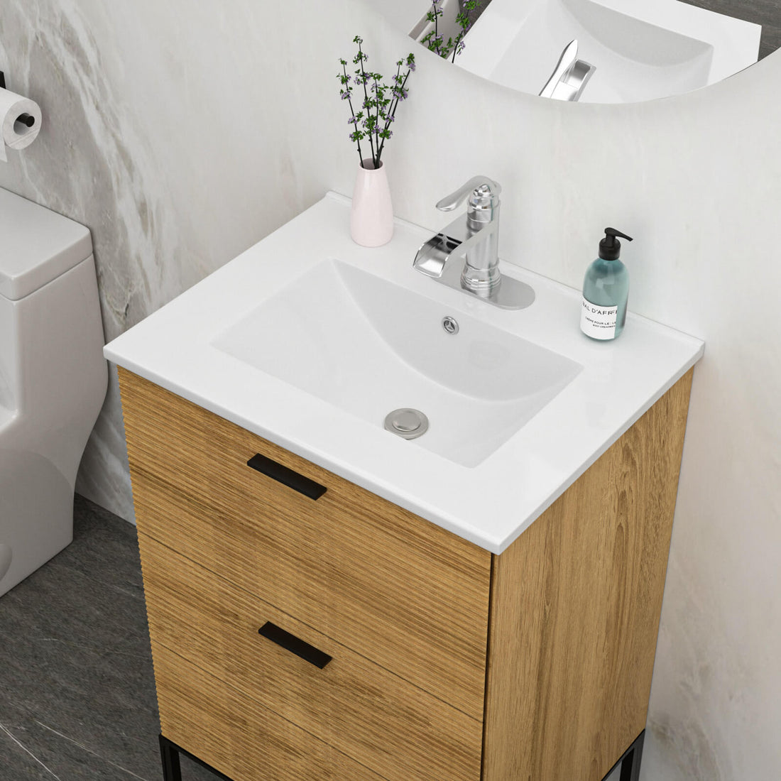 24 inch x 18 inch Single Hole Integrated Bathroom Sink