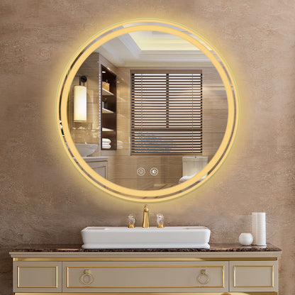 24 In Round Mirror with Dimmable LED Lighting