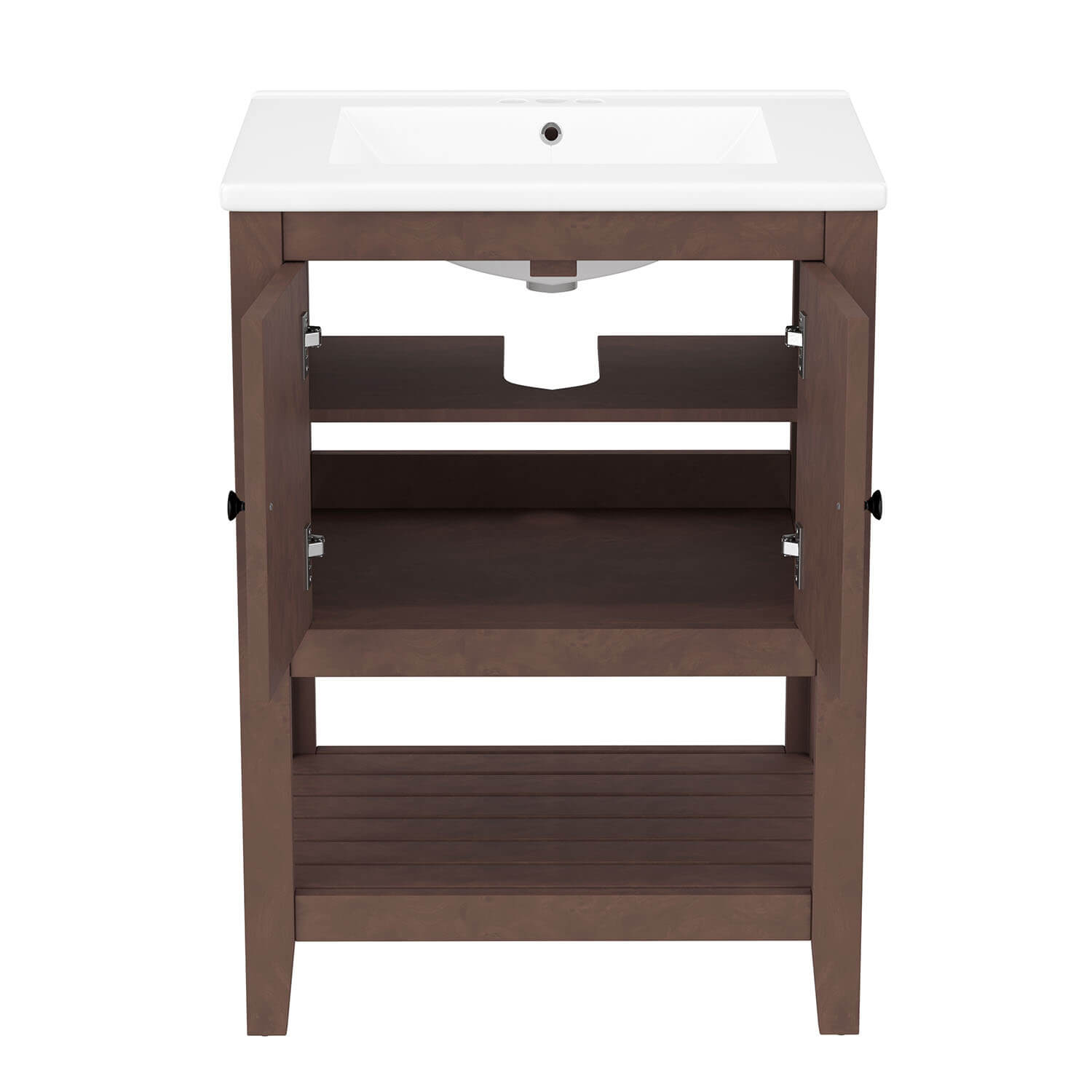 24&quot; Modern Freestanding Bathroom Vanity with Open Style Shelf, Including Ceramic Sink