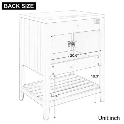 24&quot; Modern Freestanding Bathroom Vanity with Open Style Shelf, Including Ceramic Sink
