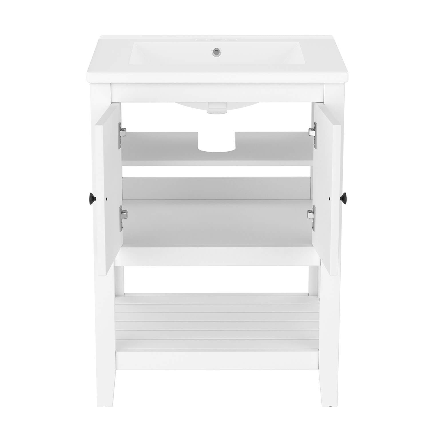 24&quot; Modern Freestanding Bathroom Vanity with Open Style Shelf, Including Ceramic Sink