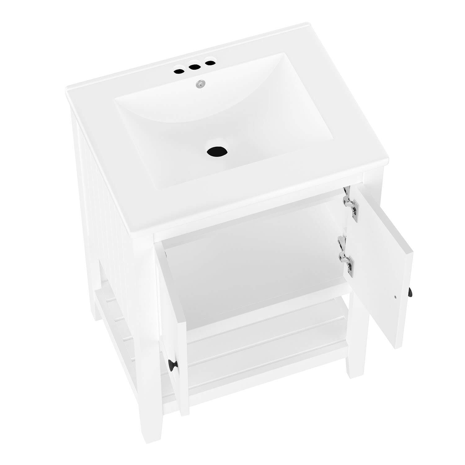 24&quot; Modern Freestanding Bathroom Vanity with Open Style Shelf, Including Ceramic Sink