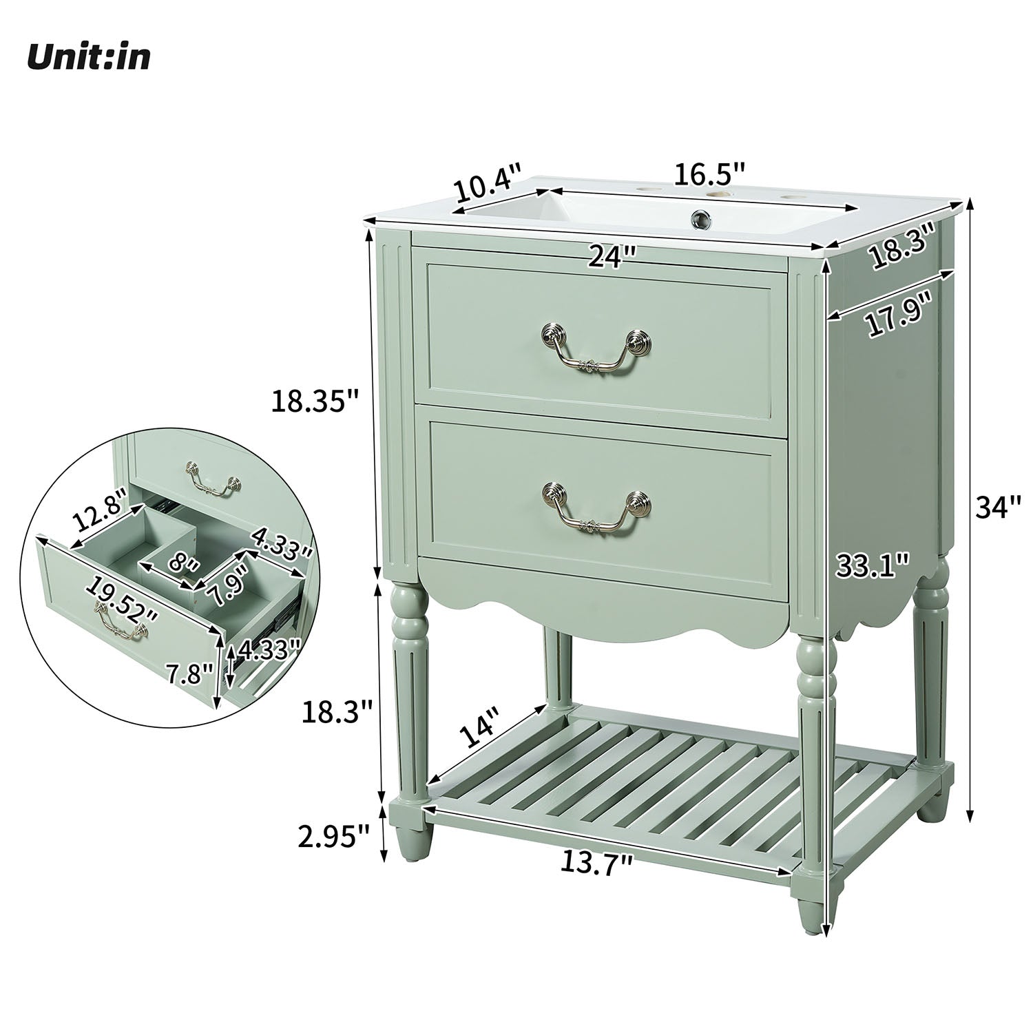 24 inch bathroom vanity dimensions