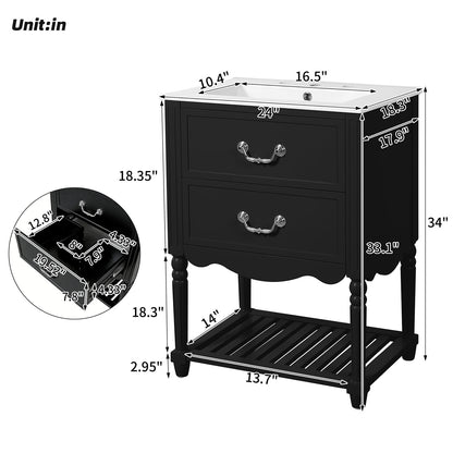 24 inch black bathroom vanity dimensions