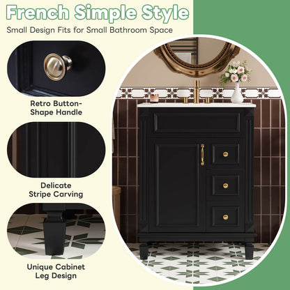 24 inch french simple style small bathroom vanity