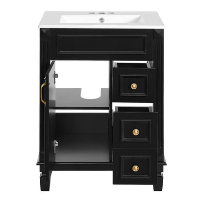 24 inch vanity with soft close doors drawers and storage space