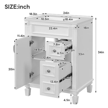 24 inch white bathroom vanity dimensions