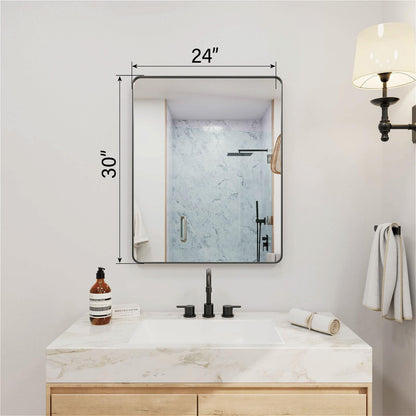 24 x 30 inches black framed rectangular bathroom mirror