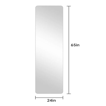 24 x 65 inches slim frameless full length mirror dimension view