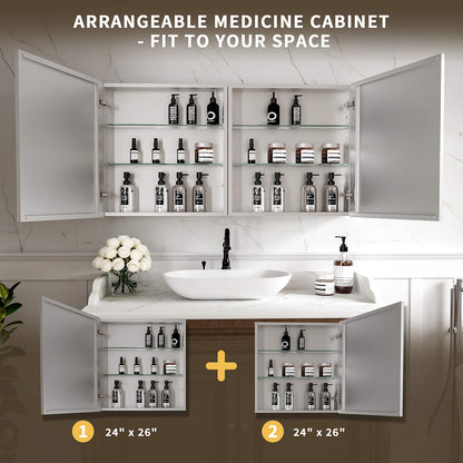Two 24 x 26-inch medicine cabinets arranged side by side.