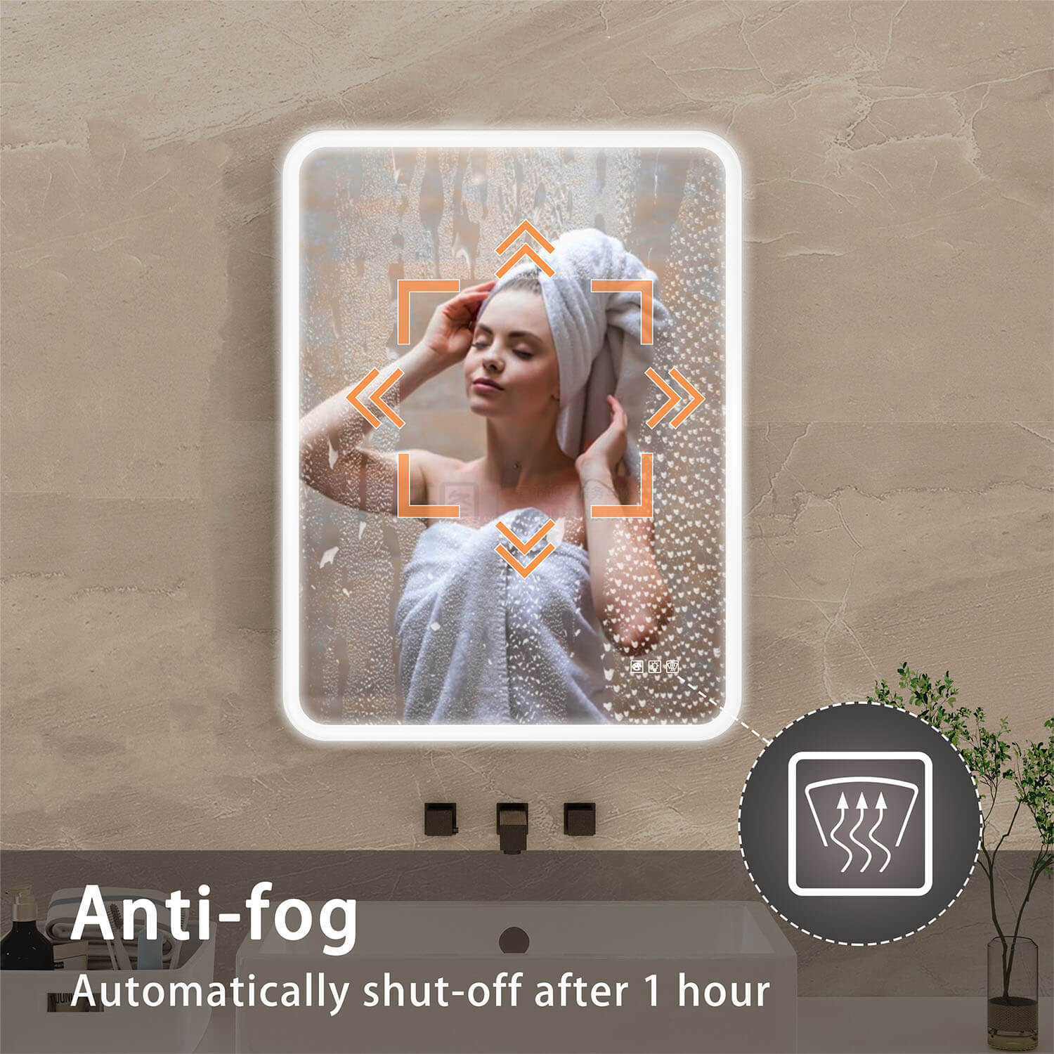 24x32in.Wall-Mount Anti-Fog LED Bathroom Mirror