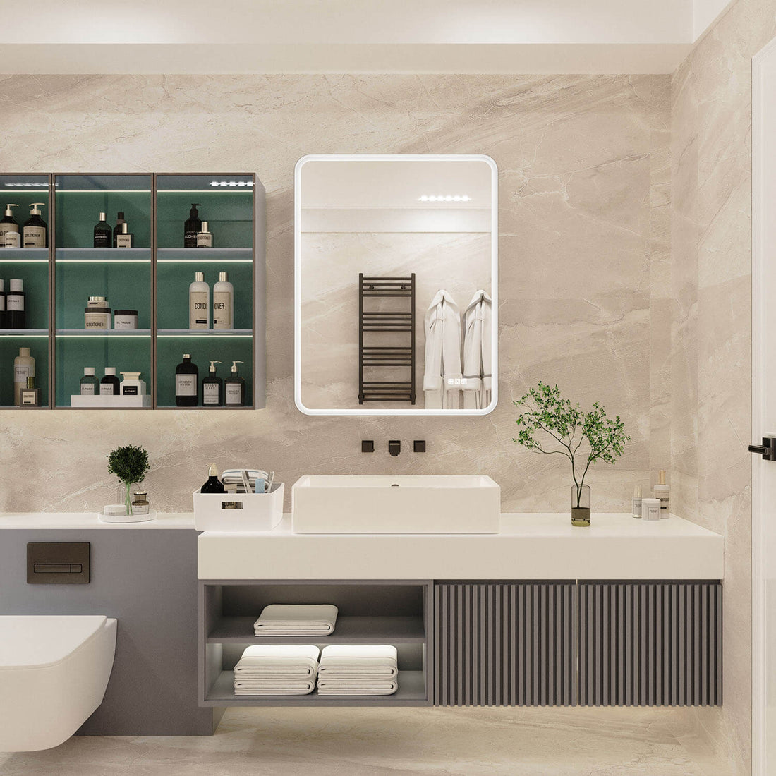 36&quot; x 28&quot; Rectangular Frameless Wall-Mount Anti-Fog LED Light Bathroom Mirror