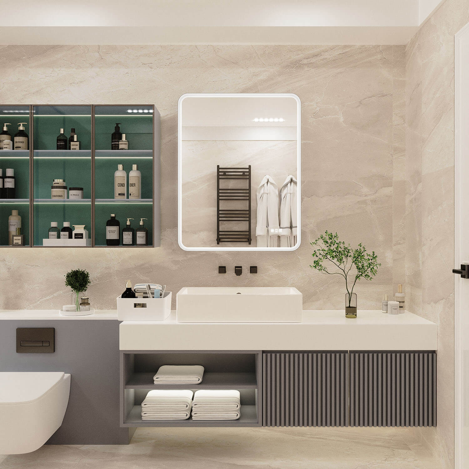 36&quot; x 28&quot; Rectangular Frameless Wall-Mount Anti-Fog LED Light Bathroom Mirror