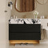 29.9 inch Black Floating Bathroom Vanity Front View Modern Interior Scene