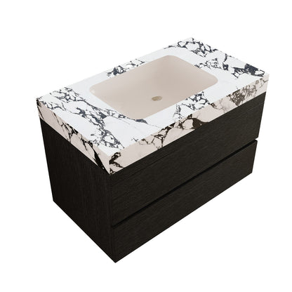 29.9 inch Black Wall Mounted Bathroom Vanity Studio Isometric Isolated View