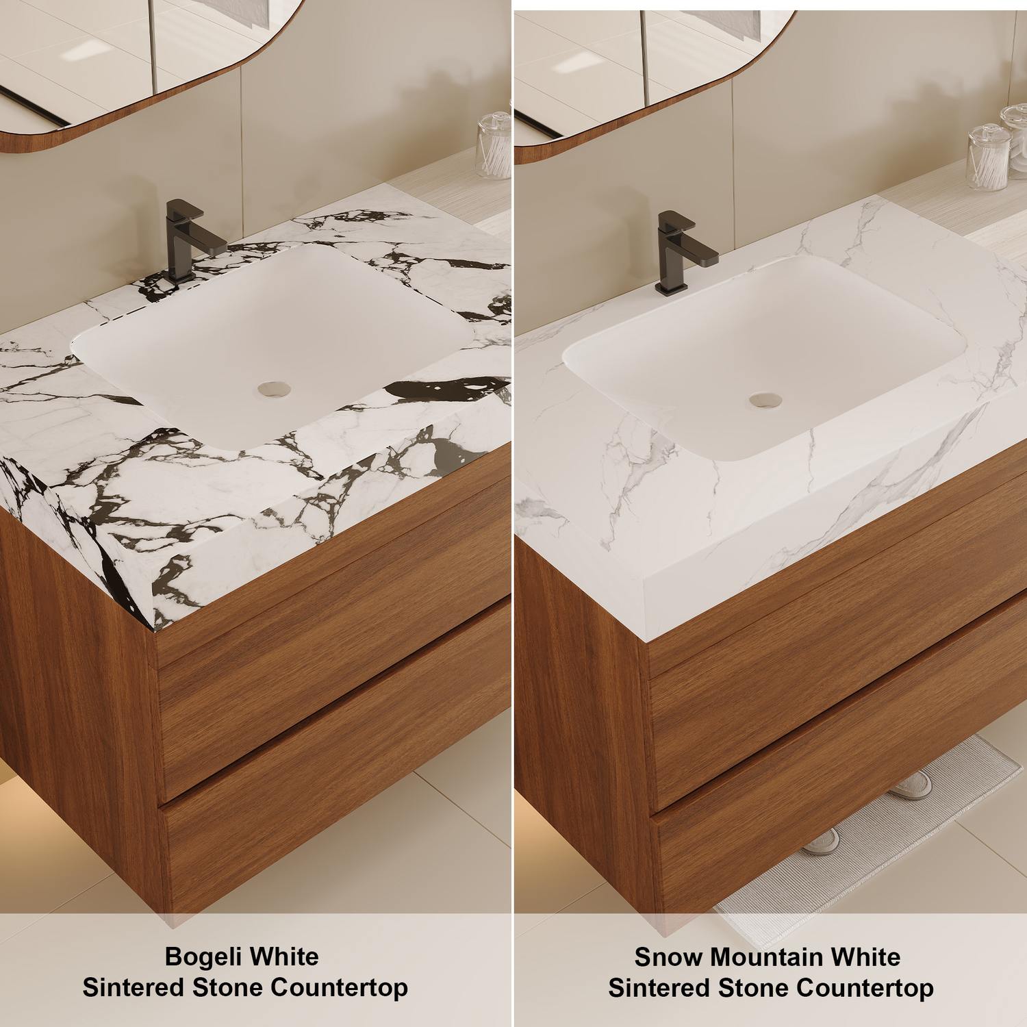 29.9 inch Sintered Stone Countertop Bogeli White vs Snow Mountain White