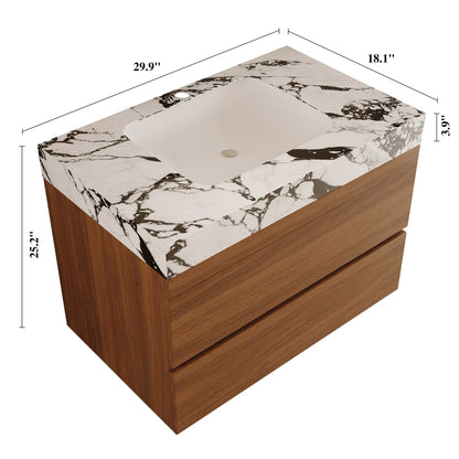 29.9 inch Wall Mounted Bathroom Vanity Overall Dimensions Height Width Depth