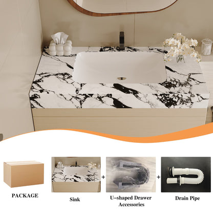 29.9 inch Wood Floating Vanity Top View Sink Set Accessories Package Included