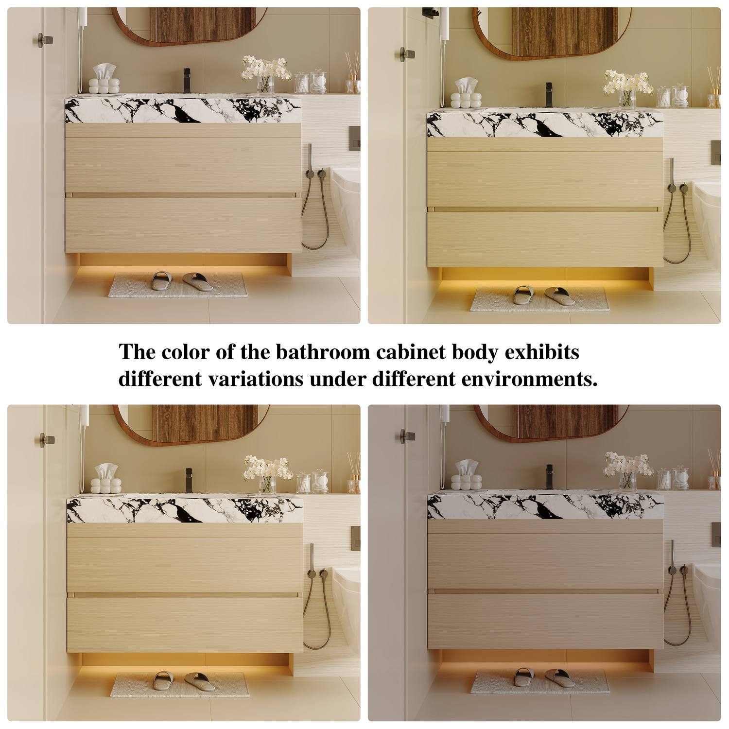 29.9 inch Wood Wall Mounted Cabinet Color Performance Across Lighting Conditions