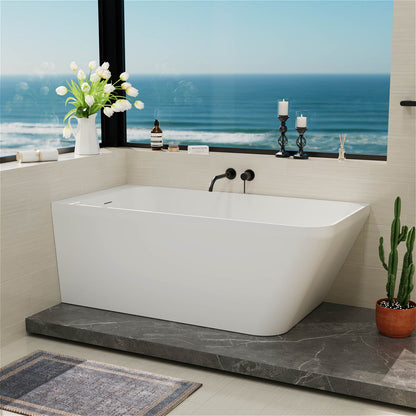 59" Corner Solid Surface Bathtub Two Sided Wall Fit