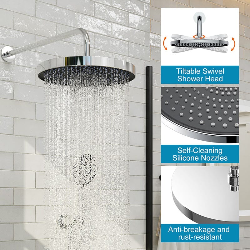 10&quot; Wall Mount Round Shower Set with Head Shower &amp; Hand Shower Combo Set