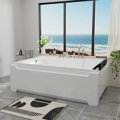 71 Zoll Eck-Whirlpool-Badewanne, Luftdüsenmassage, Badewanne mit Handbrause und LED-Licht