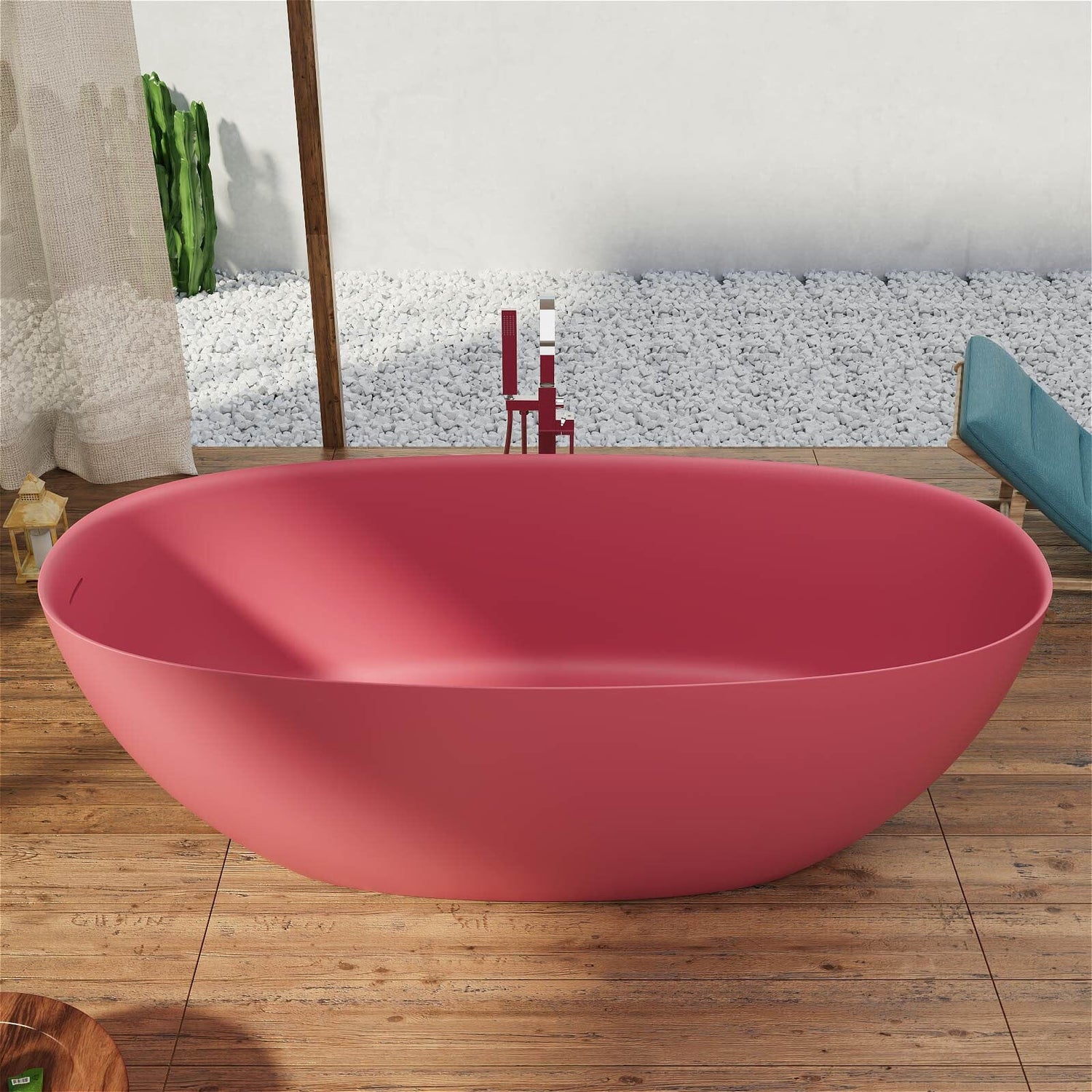 Solid Surface Oval Shaped Bathtub with Overflow