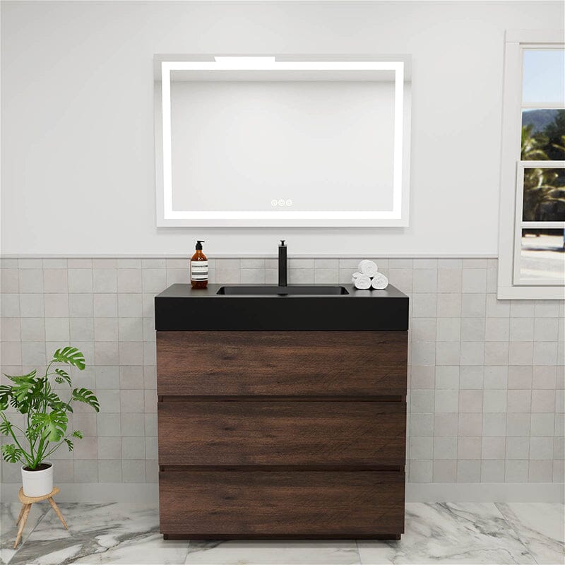 36 Inch Bathroom Vanity with Sink Floor Mounted Floating One-Piece Sink Cabinet