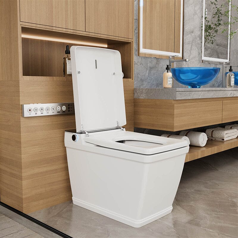 Modern Floor Mounted Square Smart Toilet with Remote Control and Automatic Cover