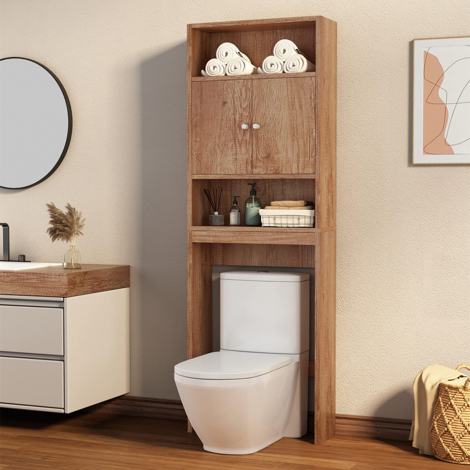 GIVING TREE Over The Toilet Storage Cabinet with Shelf and Double Doors
